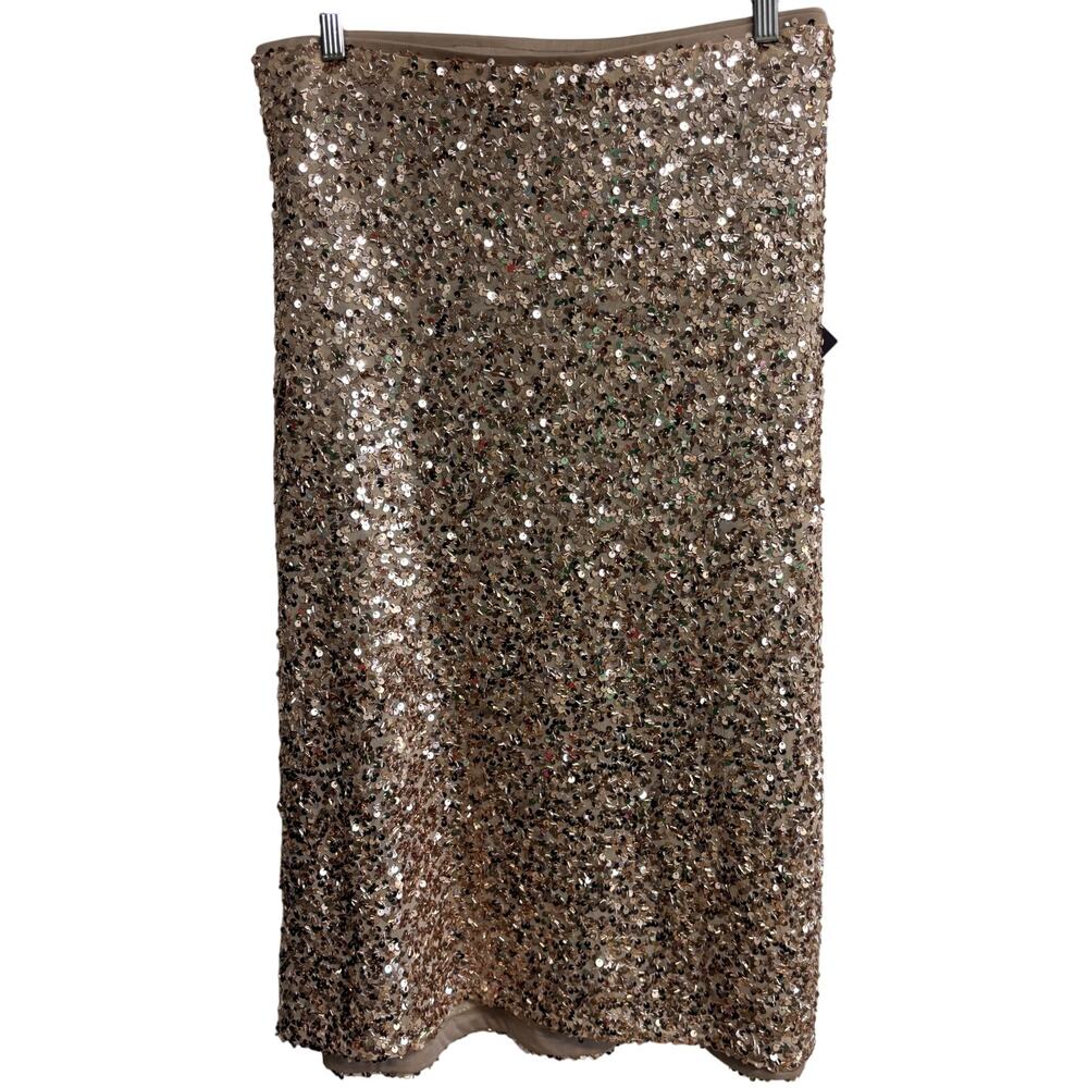 Ava & Viv Rose Gold Sequin Midi Skirt Size 3X New Party Holiday Glam New